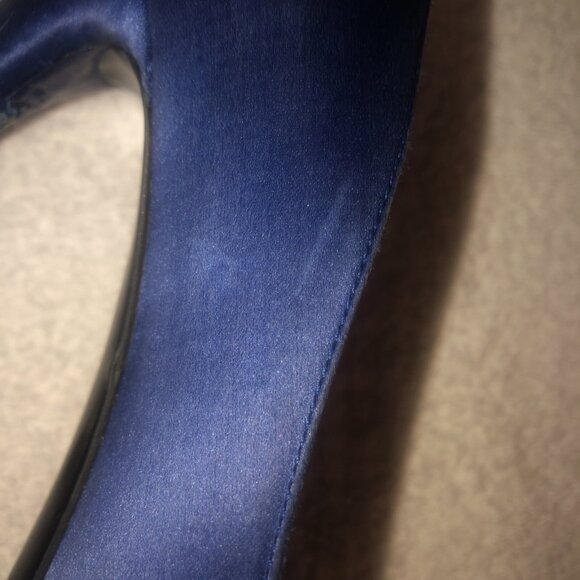 CHANEL Satin Pearl Embellished CC Logo Heels Pumps Shoes Black/blue - Picture 13 of 16